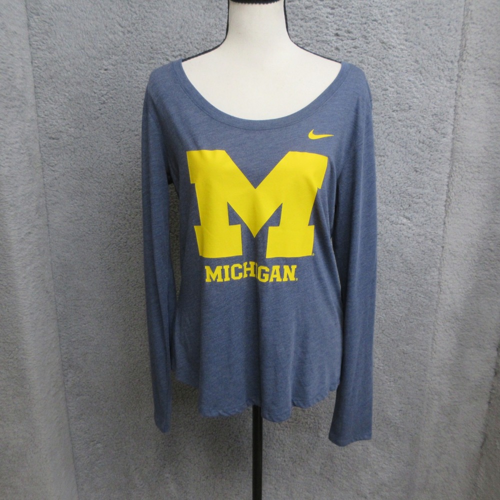 Michigan Wolverines Nike Tee Women Medium Blue Sporty Preppy Varsity Game Day
